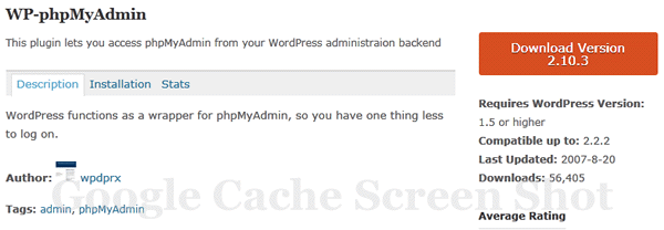 WP-phpMyAdmin vulnerablity, removed and unsupported WP-phpMyAdmin vulnerablity, removed and unsupported
